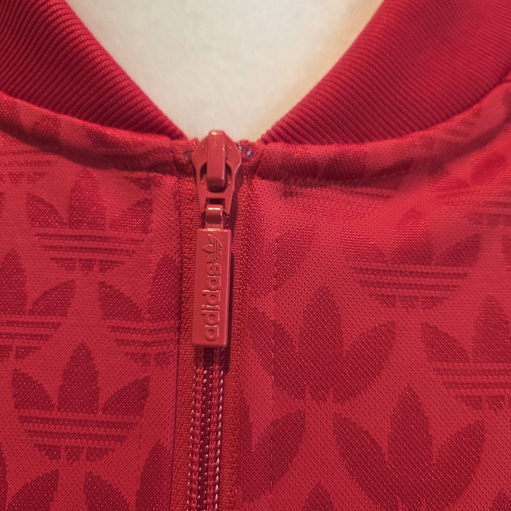 Adidas Red Track Jacket Geometric Pattern Size La… - image 4